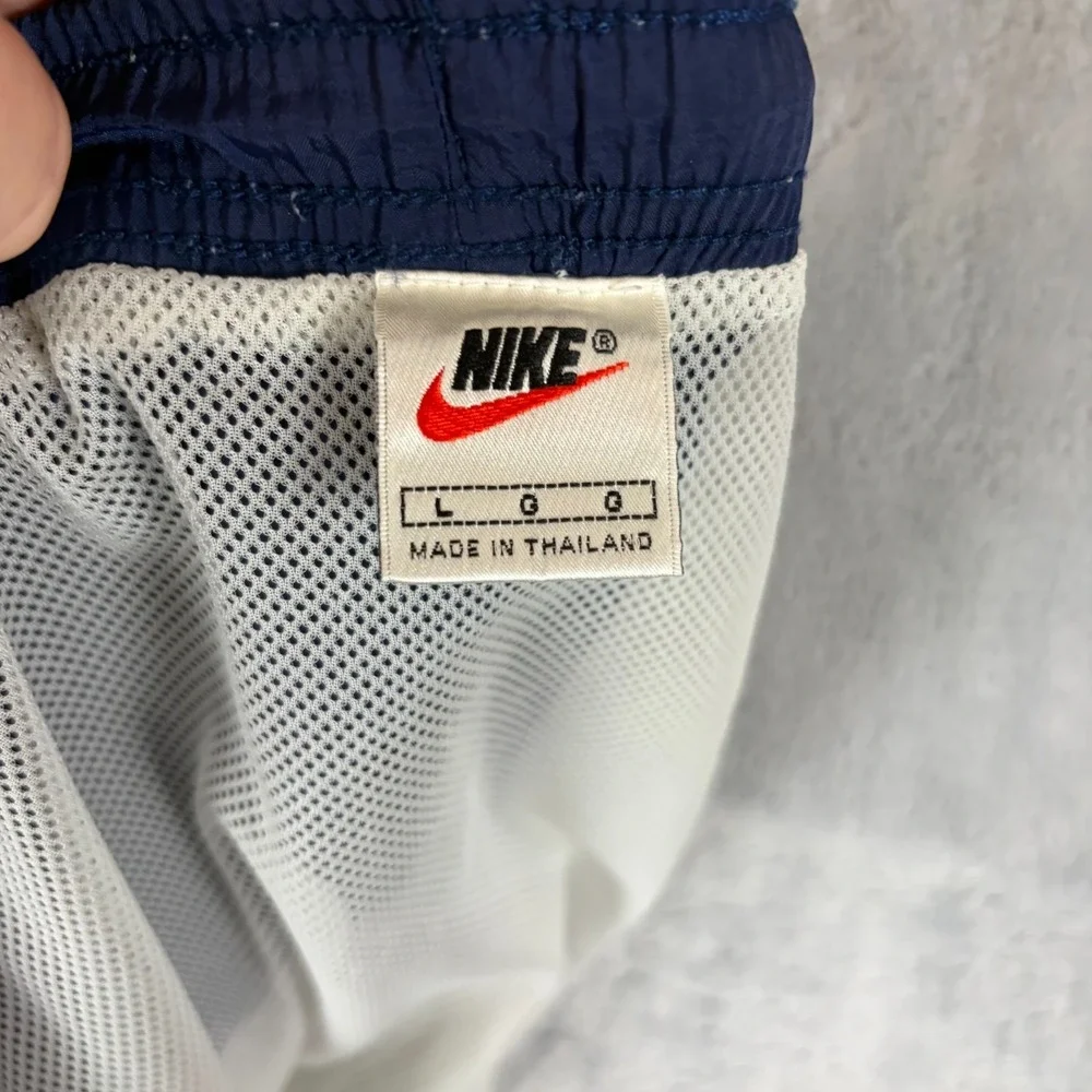 Vintage NIKE White Tag Mesh Lined Navy Blue Nylon Swim Trunks Size Large 42